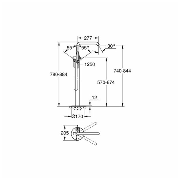 PIPA ZA KAD GROHE ESSENCE NEW, STOJEČA S PRHO IN GIBLJ. CEVJO