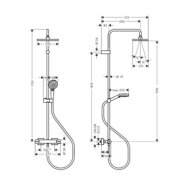 TUŠ SISTEM HANSGROHE VERNIS SH. SHP 230 1J