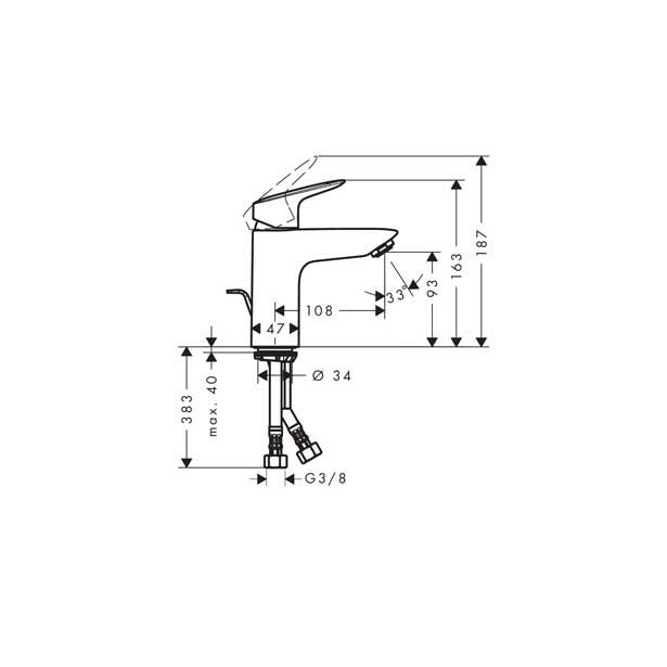 PIPA ZA UMIVALNIK HANSGROHE MYCUBE 100