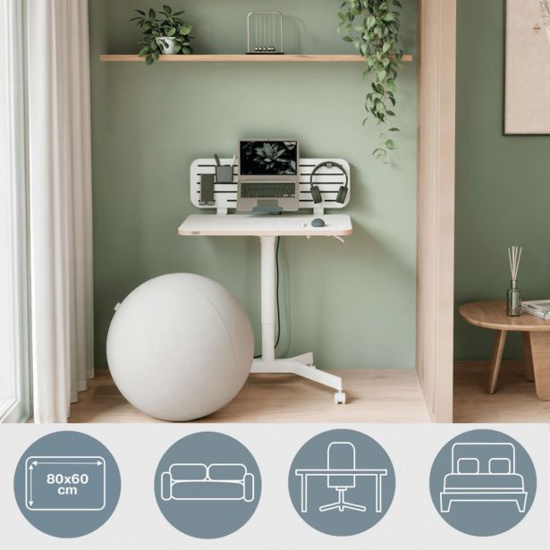 PISALNA MIZA LEITZ COSY-WOW ERGO 80X60CM DVIŽNA BELA NA KOLEŠČKIH