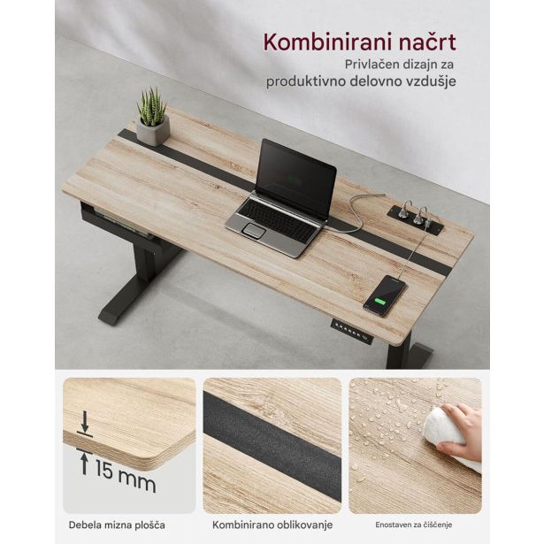 PISALNA MIZA VASAGLE ELEKTRIČNO NASTAVLJIVA LSD114W01-1+2