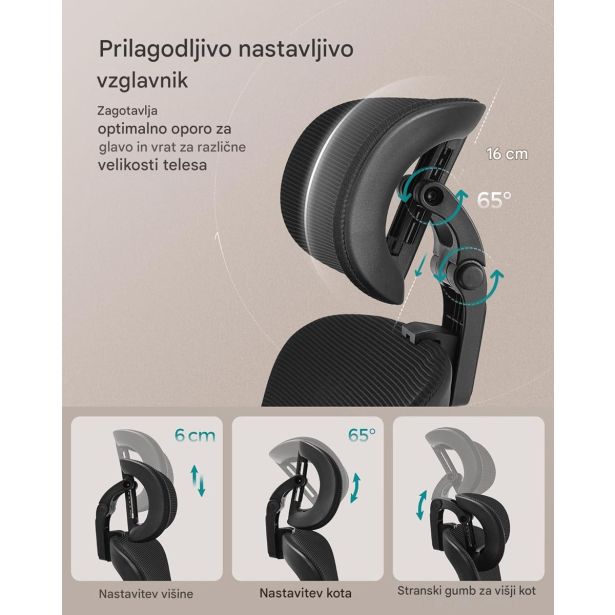 PISALNI STOL SONGMICS OBN070B01 ERGONOMSKI
