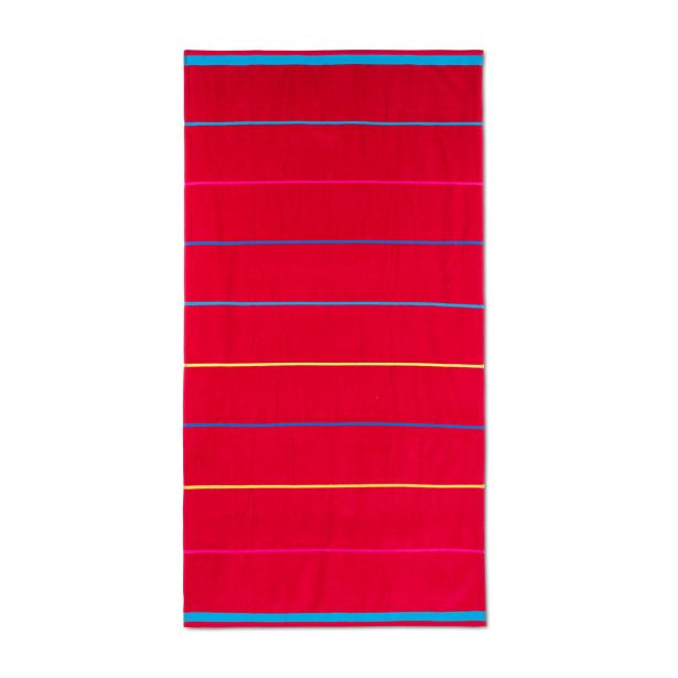 BRISAČA SVILANIT PLAŽNA MUTICOLOUR LINES RDEČA 90X180 CM