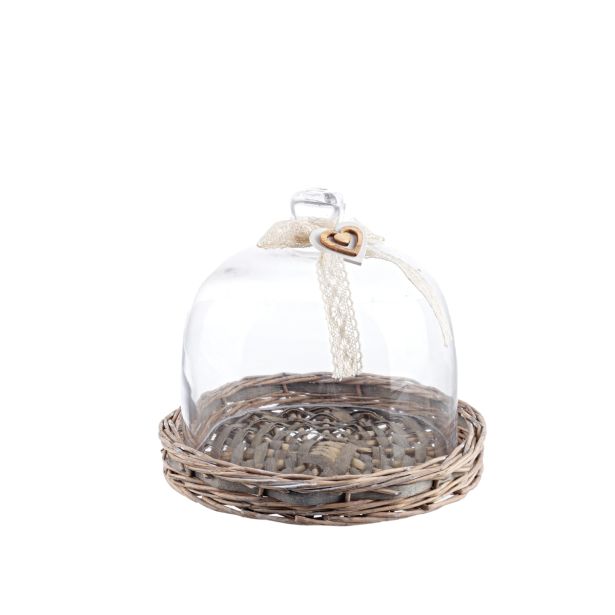 SERVIRNI KROŽNIK BIZZOTTO PLETEN, STEKLEN POKROV SRČKI