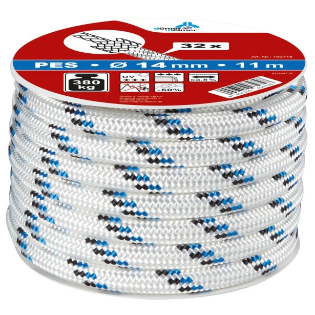 VEČNAMENSKA VRV DÖRNER + HELMER 14 MM VRV POLIESTER BELA S ČRN./MODR. SL. 11M