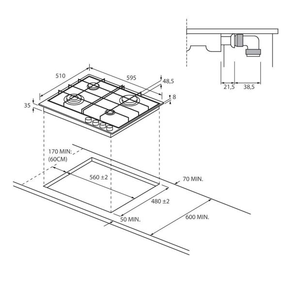 PLINSKA KUHALNA PLOŠČA CANDY CHG6BF4WTX