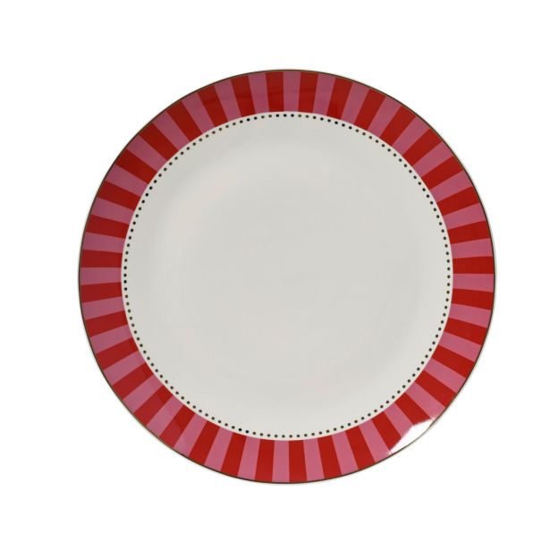 PLITVI KROŽNIK DIA26.70-L17.30-H2.70CM ZLATI DETAJLI RDEČ VZOREC