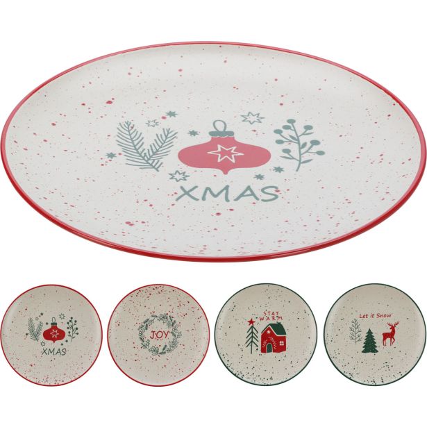 PLITVI KROŽNIK EH 26.5 CM RAZLIČNI ZIMSKI DEKORJI IZ PORCELANA