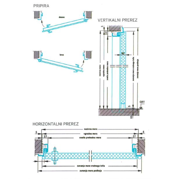 POCINKANA VRATA NOVOFERM SUPER PLUS 750X2000 MM L BELA S KLJUKO