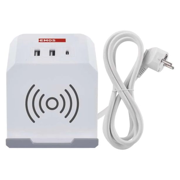 PODALJŠEK EMOS POLNILNA POSTAJA 2X ŠUKO 2X USB-A + 1X USB-C