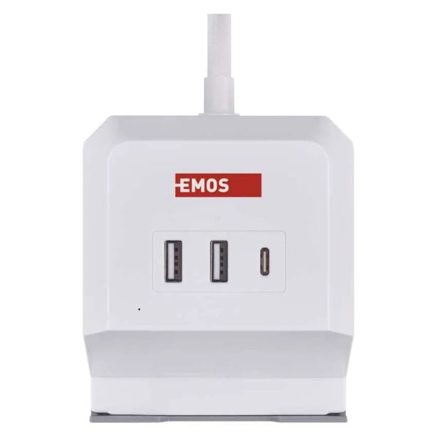 PODALJŠEK EMOS POLNILNA POSTAJA 2X ŠUKO 2X USB-A + 1X USB-C