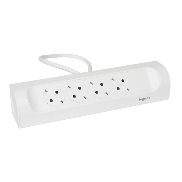 PODALJŠEK LEGRAND 4 ŠUKO VTIČNICE 1M H05VV-F3X1.5, BELI, KOTNI