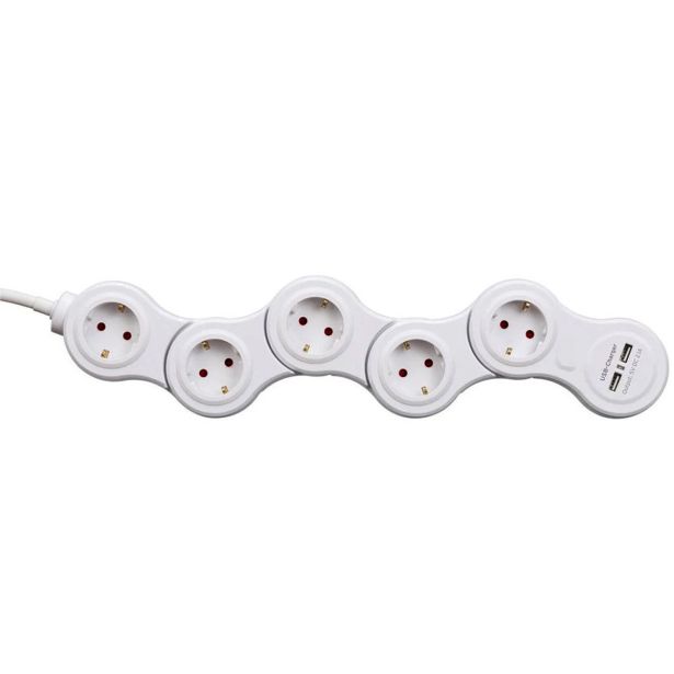 PODALJŠEK- PRENAP.ZAŠČITA WELL EXTSR-5S3M-USB 2XUSB, 5X VTIČNICA