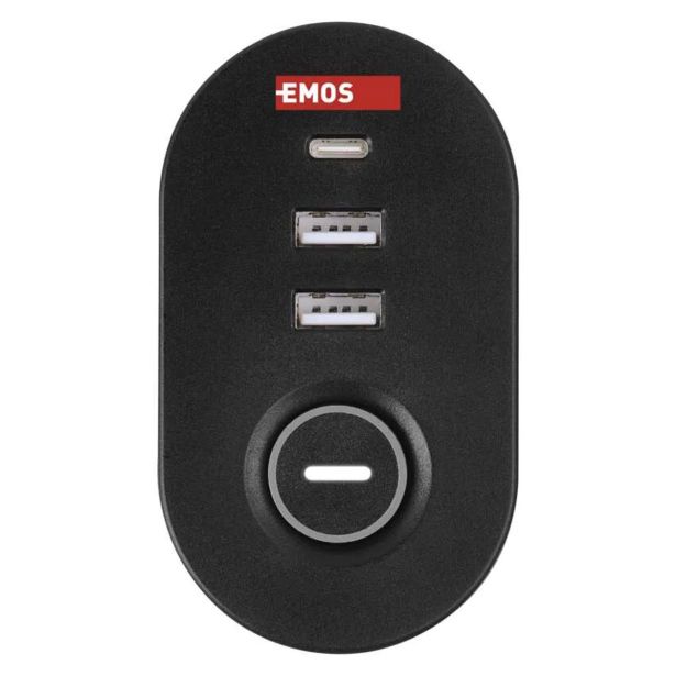 PODALJŠEK S STIKALOM EMOS PRITRDILNI 3 ŠUKO 2XUSB + USB C 1.5M