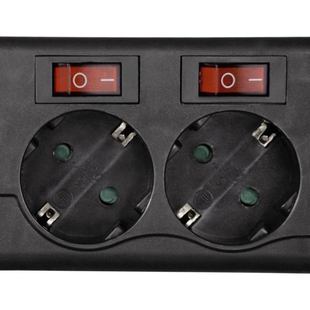 PODALJŠEK S STIKALOM ENTAC 6 SCHUKO VTIČNIC 1.5M S PRENAPET. ZAŠČITO ČRN