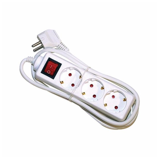 PODALJŠEK S STIKALOM EURO M 3 ŠUKO VTIČNICE 2M H05VV-F 3G1.0 PVC BELI