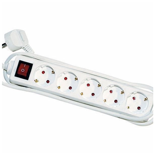 PODALJŠEK S STIKALOM EURO M 5 ŠUKO VTIČNIC 4M H05VV-F 3G1.0 PVC BELI