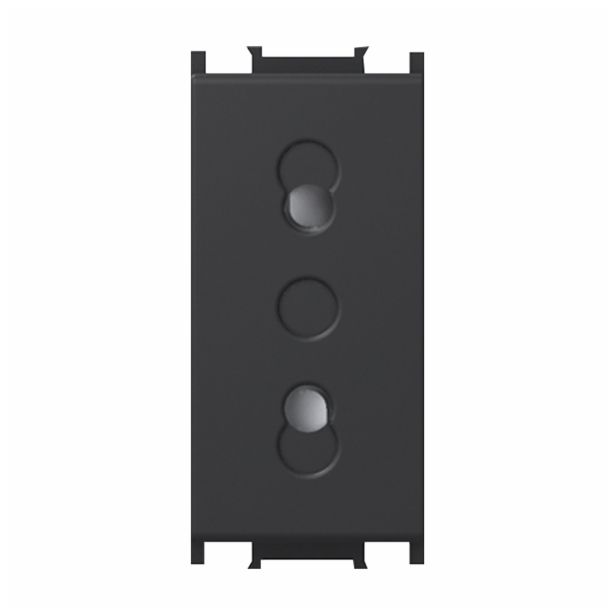 PODOMETNA VTIČNICA MODUL EURO ČRNA, VIJAČNA, 1M, BOK