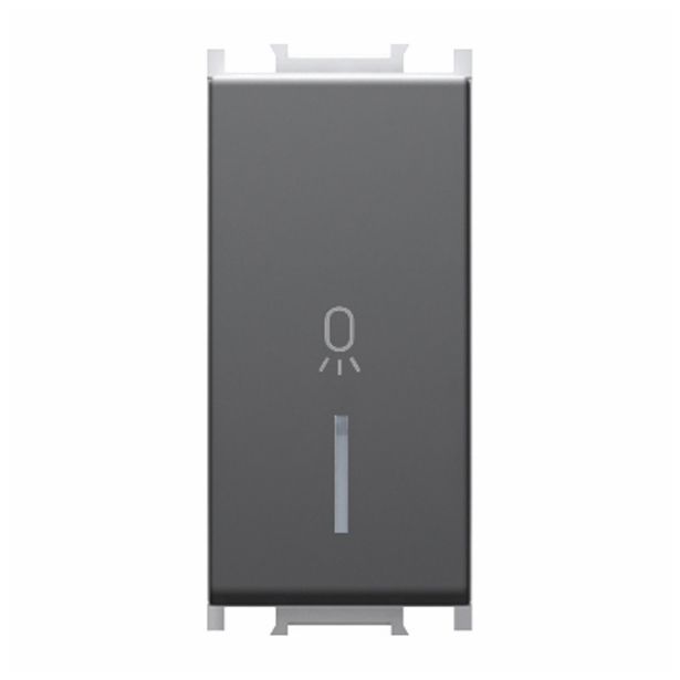 PODOMETNO TIPKALO MODUL NAVADNO 16A ČRNO,LUČ,IN02, 1M,BREZ TL