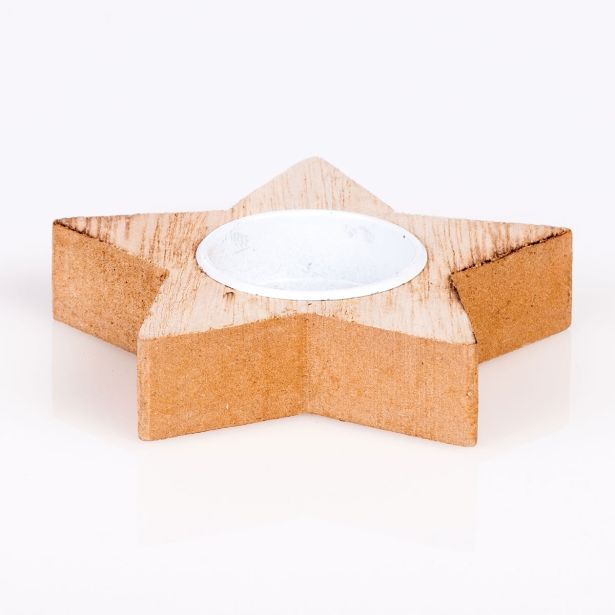 SVEČNIK PODSTAVEK ZA SVEČO LES/ŽELEZO