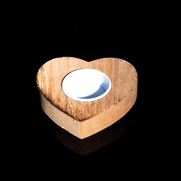 SVEČNIK PODSTAVEK ZA SVEČO LES/ŽELEZO