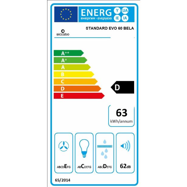 PODVGRADNA KUHINJSKA NAPA SICCABO STANDARD EVO 60 BELA