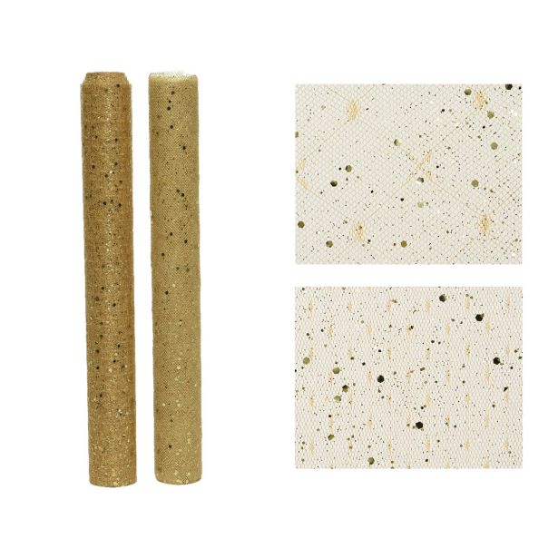 POGRINJEK DECORIS TKANINA PE, SVETLO ZLATA 200X35 CM