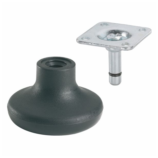 POHIŠTVENO KOLO DÖRNER + HELMER 50MM PLOŠČA 38X38MM DRSNIK, ČRN, TRDA TLA