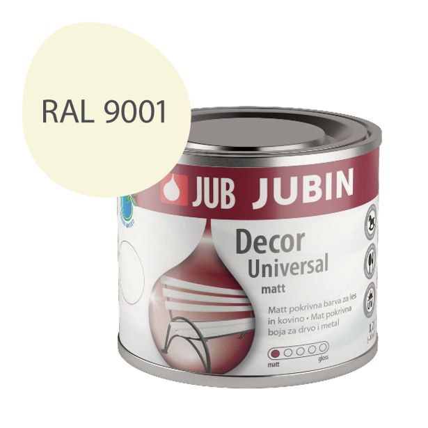 POKRIV.PREM.ZA KOV.,LES JUB JUBIN DECOR UNIVERSAL MAT RAL 9001 OFF WHITE 0.2 L