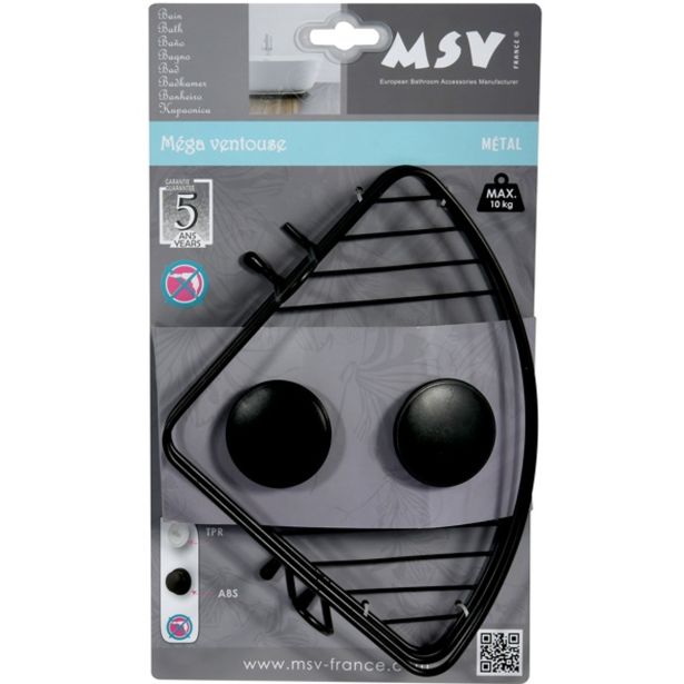 MSV KOTNA POLICA NA VAKUUM 21.5 X 21.5 X 13 CM KROM, ČRNA MEGA VENTOUSES