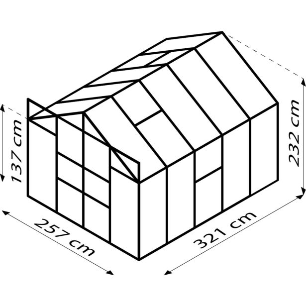 POLIKARBONATNI RASTLINJAK VITAVIA MERIDIAN 2 8300 VP6MM ALU 2.6MX3.2M