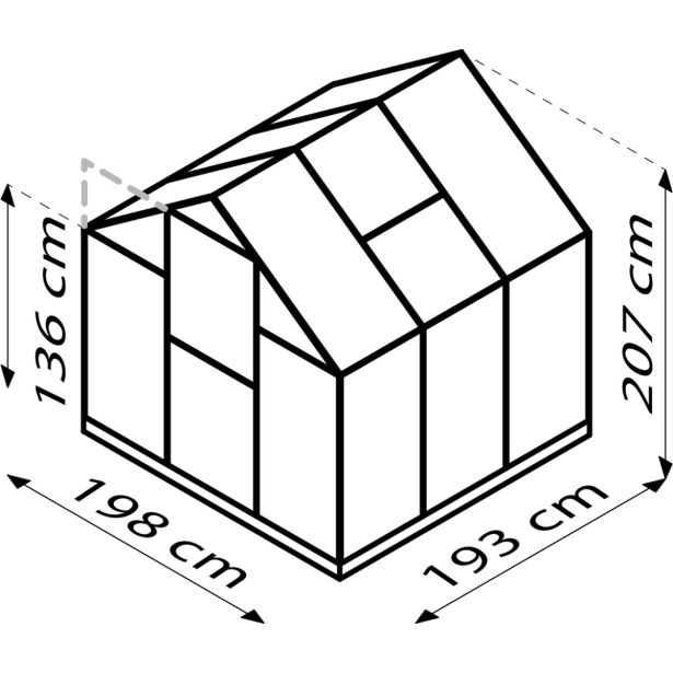 POLIKARBONATNI RASTLINJAK VITAVIA TRITON 3800 VP 6MM 2X2M ALU