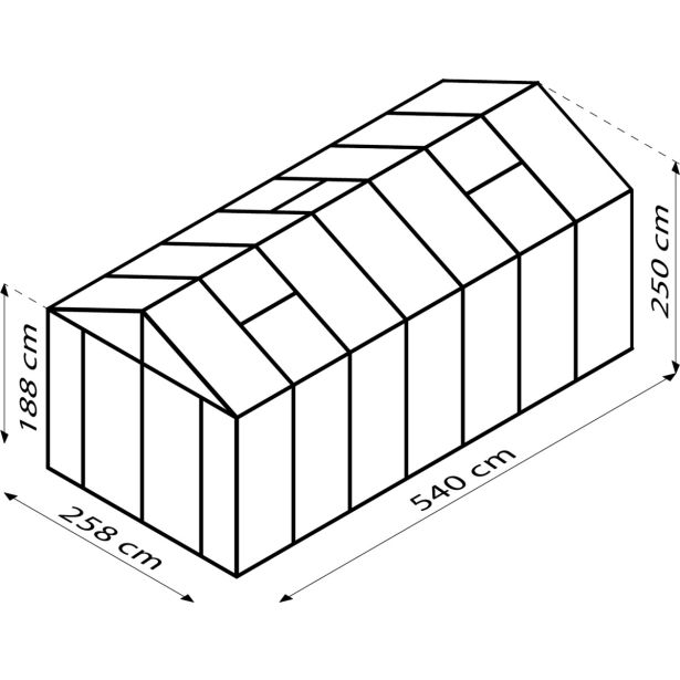 POLIKARBONATNI RASTLINJAK VITAVIA ZEUS COMFORT 13800 VP16MM ČRNA 2.6X5.4M