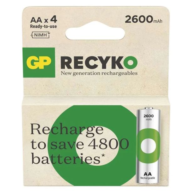 POLNILNI BATER.VLOŽEK GP RECYKO 2600 MAH HR6 (AA) 4KOS