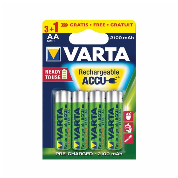 POLNILNI BATER.VLOŽEK VARTA ACCU AA R2U 2100 MAH 3+1 GRATIS