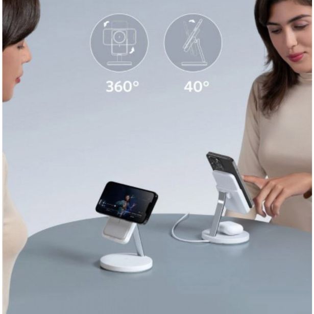 POLNILNIK ZA GSM ANKER POWERWAVE MAG-GO 2IN1 BELA