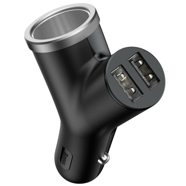 POLNILNIK ZA GSM BASEUS AVTO POLNILEC, 2XUSB BASEUS Y RAZDELILEC ČRN