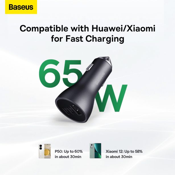 POLNILNIK ZA GSM BASEUS AVTO POLNILEC PRO 65W BASEUS 2XUSB-C+USB