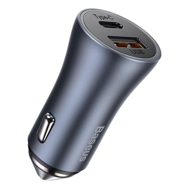 BASEUS AVTOPOLNILEC 1X TYPE C (20W) 1X USB A (20W) PD 40W QC 3.0 S KABLOM USB A - TYPE C 1M - ČRN