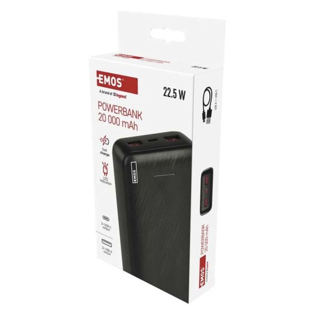 POLNILNIK ZA GSM EMOS ALPHAQ3 20000 MAH, 22.5W, ČRNI