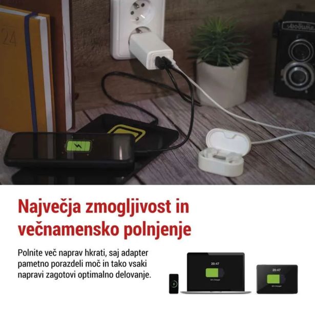 POLNILNIK ZA GSM EMOS GAN PD 65 W MAX.