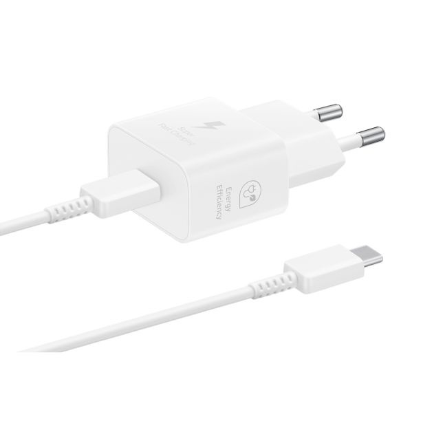 POLNILNIK ZA GSM SAMSUNG ADAPTER+KABEL USB-C/USB-C HITRI 25W WHITE