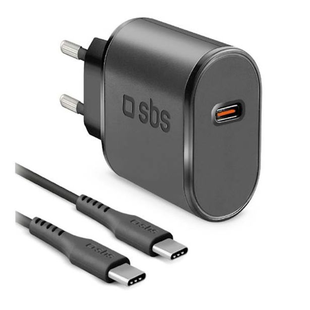 POLNILNIK ZA GSM SBS ADAPTER+KABEL USB-C+USB-C 1M ČRN