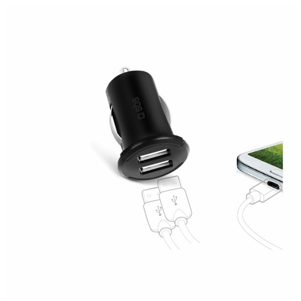 POLNILNIK ZA GSM SBS AVTOPOLNILEC MINI 2 USB 12/24V 2000 MA
