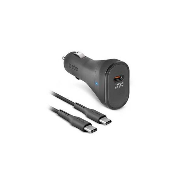 POLNILNIK ZA GSM SBS SET AVTOPOLNILEC 1XTYPE-C 25W+KABEL TYPE-C