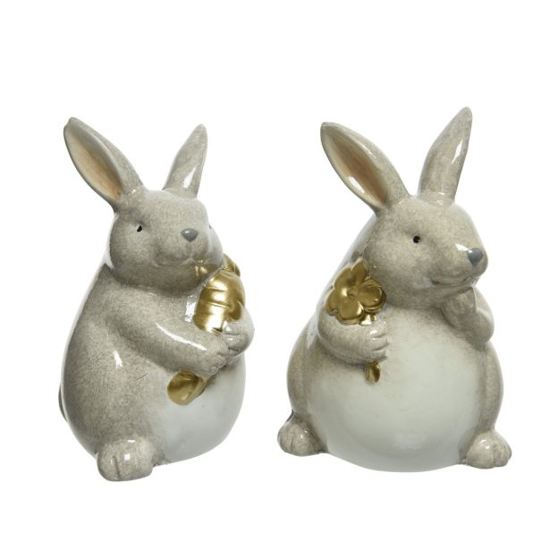 VELIKONOČNI PROGRAM ZAJČEK 13 CM SIVO ZLAT SORT