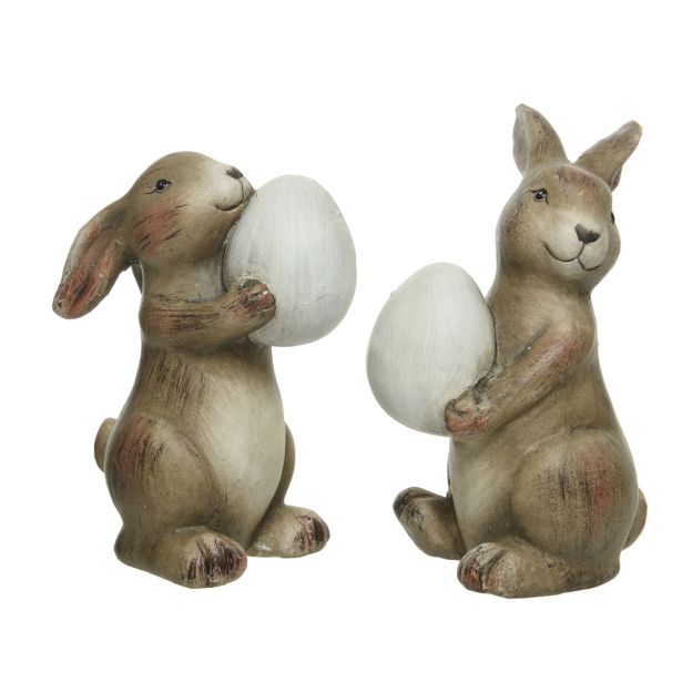 POMLADNA FIGURA ZAJČEK Z JAJČKOM 14/15 CM RJAV SORT