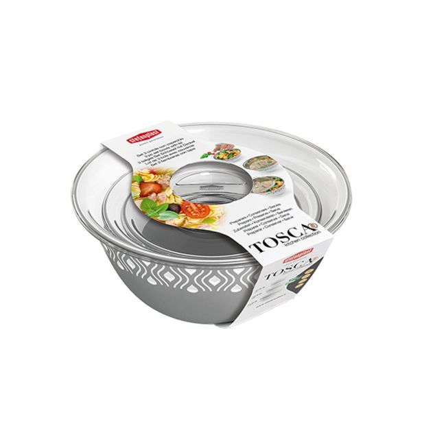 POSODA ZA PRIPRAVO HRANE STEFANPLAST SET SKLED S POKROVI 3/1 BELA SIVA