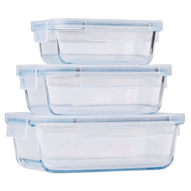 POSODA ZA SHRANJEVANJE ALPINA SET POSOD 3-DELNI STEKLO 1050/640/370 ML