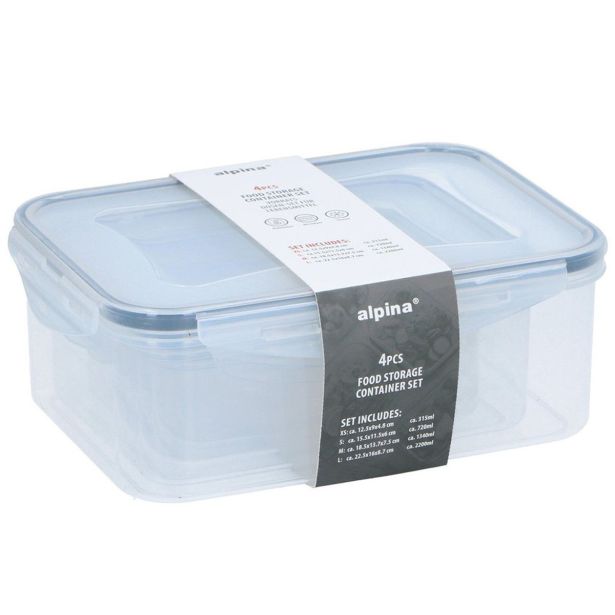 POSODA ZA SHRANJEVANJE ALPINA SET POSOD 4-DELNI PLASTIK 2200/1340/720/315 ML